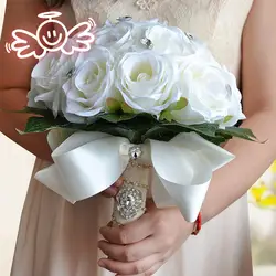 Красивый букет невесты цветок искусственный цветок розы с кристаллом Рамос Де Новия Свадебные букеты 2016