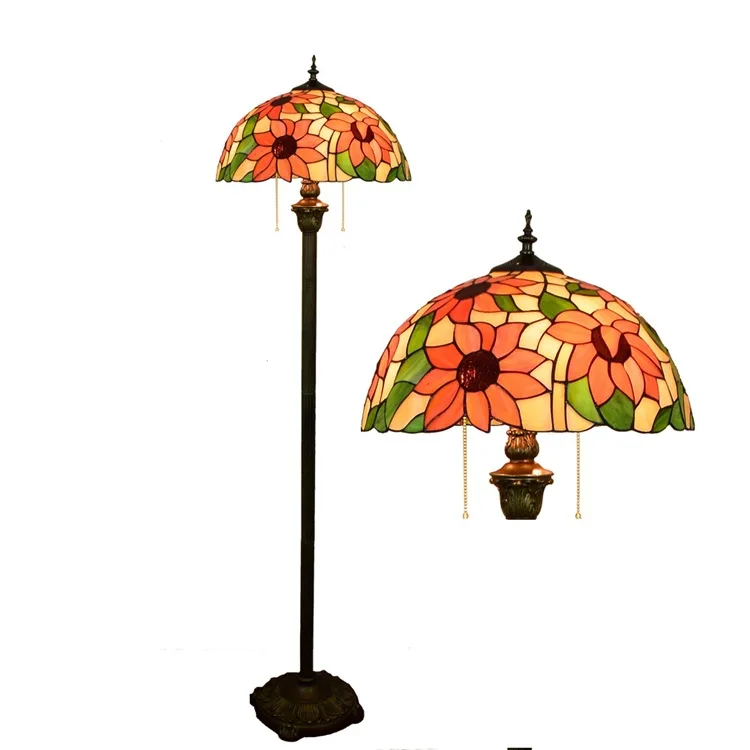 16inch Tiffany sunflower Stained Glass floor lamp E27 110-240V for Home Parlor Dining bed Room