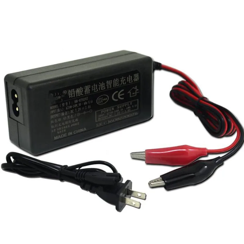 DC 7,2 V 2A Зарядное устройство 6 V 7AH 12AH 14AHE трансформатор адаптер питания защищенный зажим «крокодил»