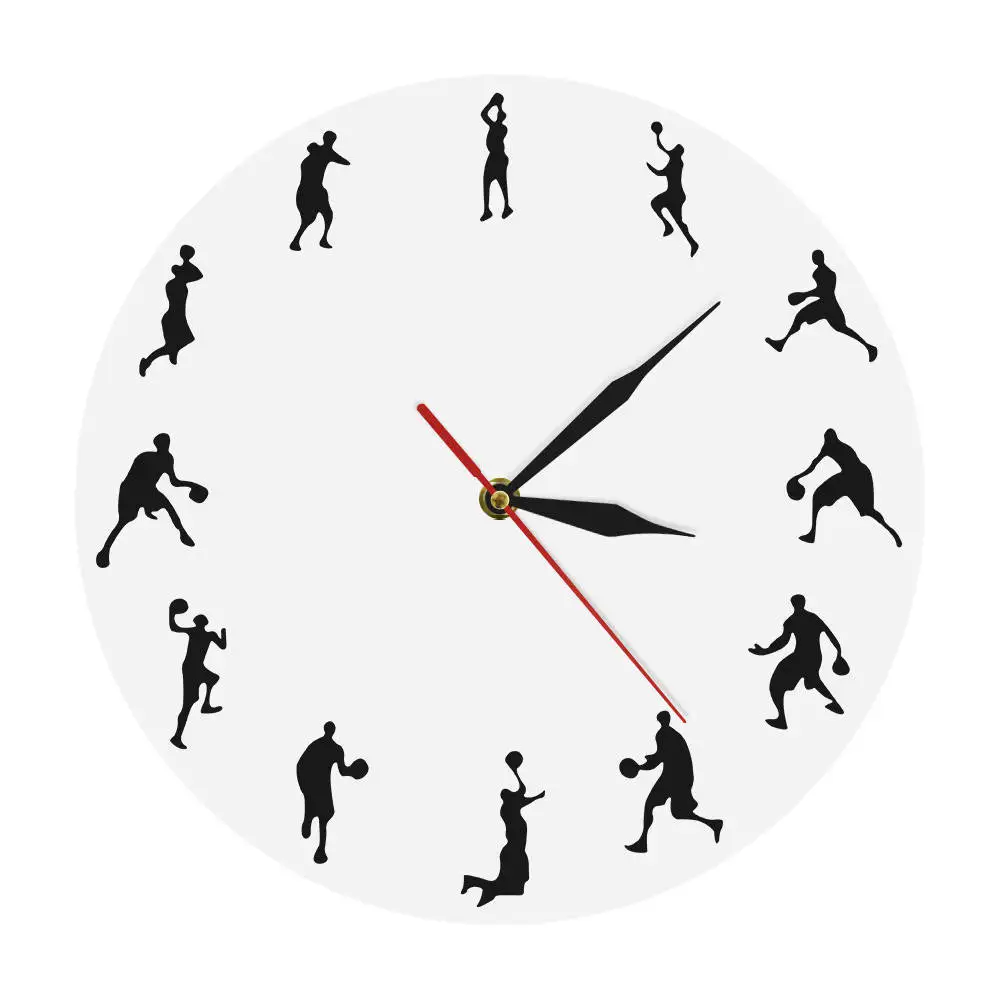 1Piece Play Basketball Design Athlete Clock Sportsman Wall Art Clock Modern Decorative Clock