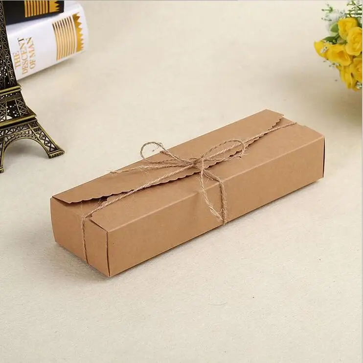 30 шт. 23*7*4 см белый гребешок топ коробка для выпечки крафт бумага подарочная коробка упаковка коробка для печенья подложки коробки - Цвет: Kraft paper