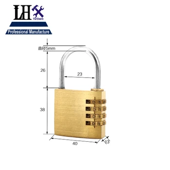 

2016 new top fasion 406 brass 40mm width 4 group code padlock used for gym bag gift or boxes door