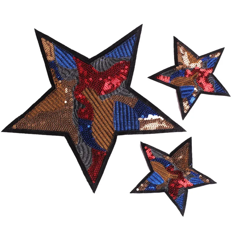 

Handmade sequin patches star for clothing DIY Sew on rhinestone beaded patch embroidery applique floral parche ropa
