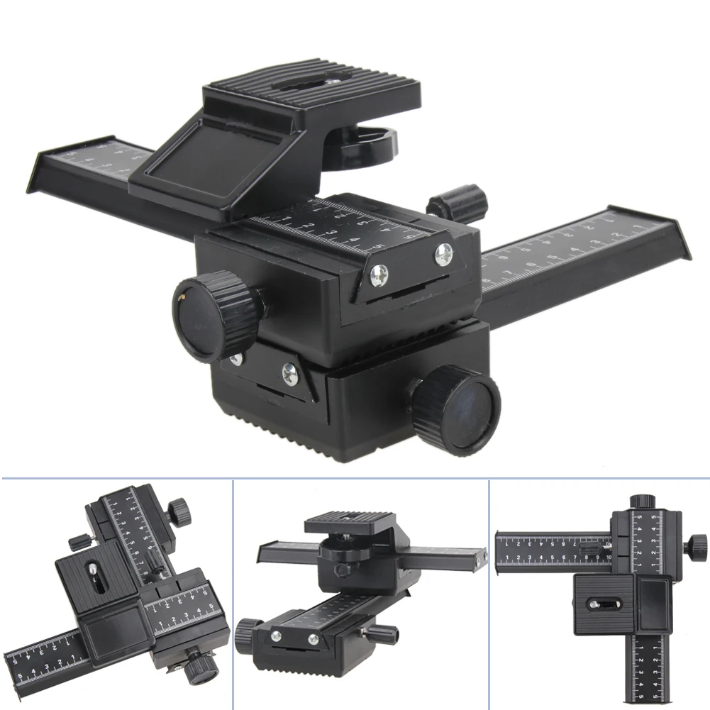 

4 Way Macro Shot Focusing Rail Metal Slider for DSLR Camera Adjustable Photography Rail Slide System for Nikon/Minolta/Peantax