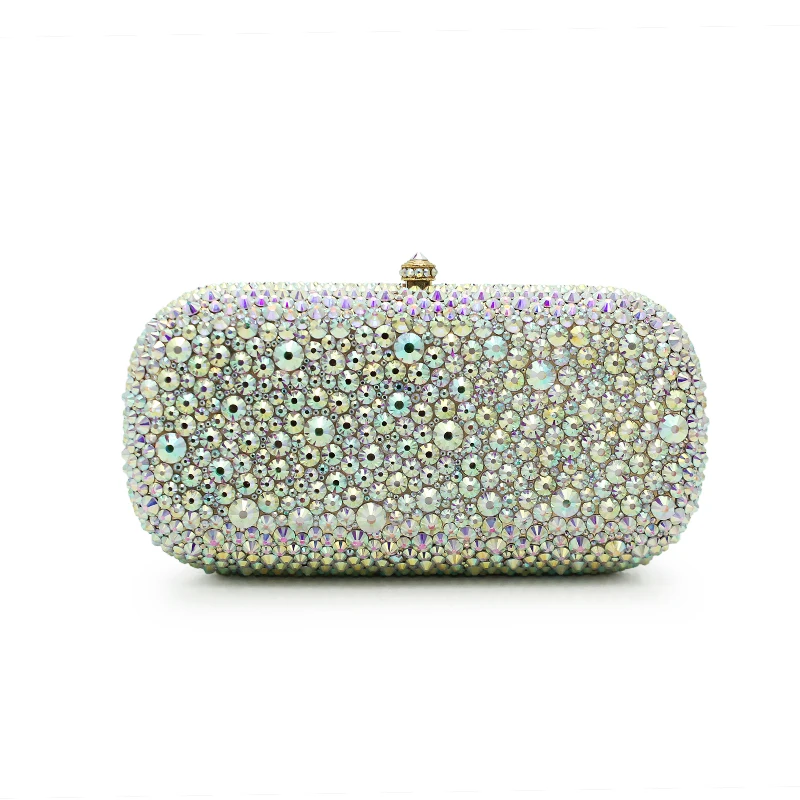 

High Quality Crystal AB Ladies Party Wedding Clutch Bags Women Diamond Evening Bag Clutches Chain Handbag(B1053-S)