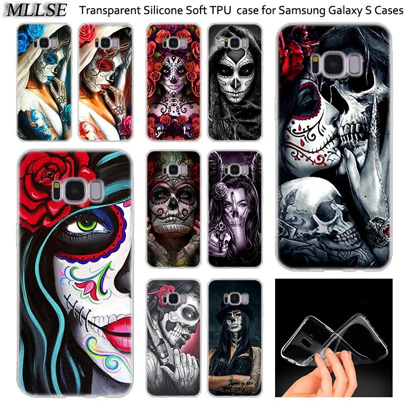 

Hot Catrinas and skull Silicone Case For Samsung Galaxy Note 10 Plus S8 S9 S10 Plus 5G S6 S7 Edge S5 S10e Note 5 Fashion Cover