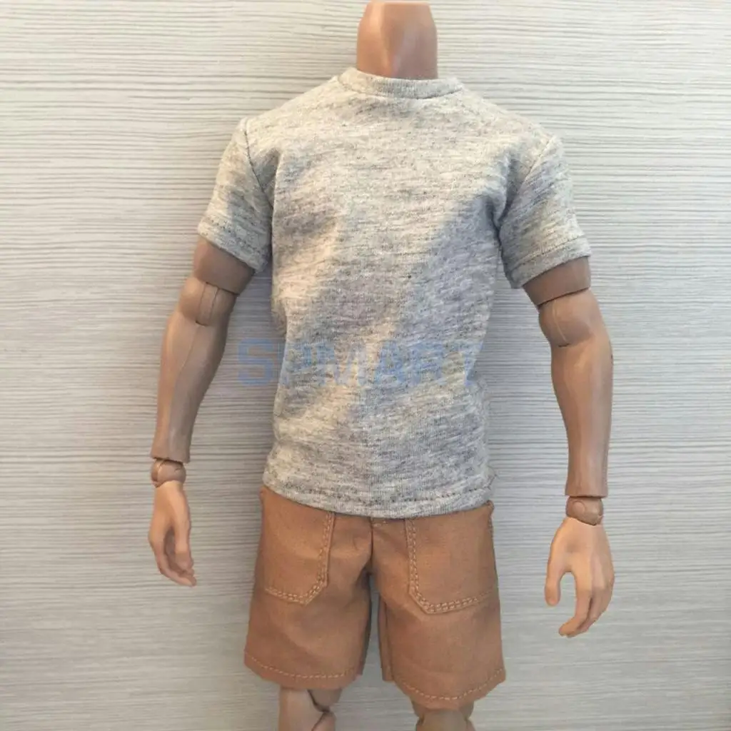 

1/6 Scale Short T-Shirt & Casual Chino Shorts Clothes for 12'' dollsToys Male Action Figure Body