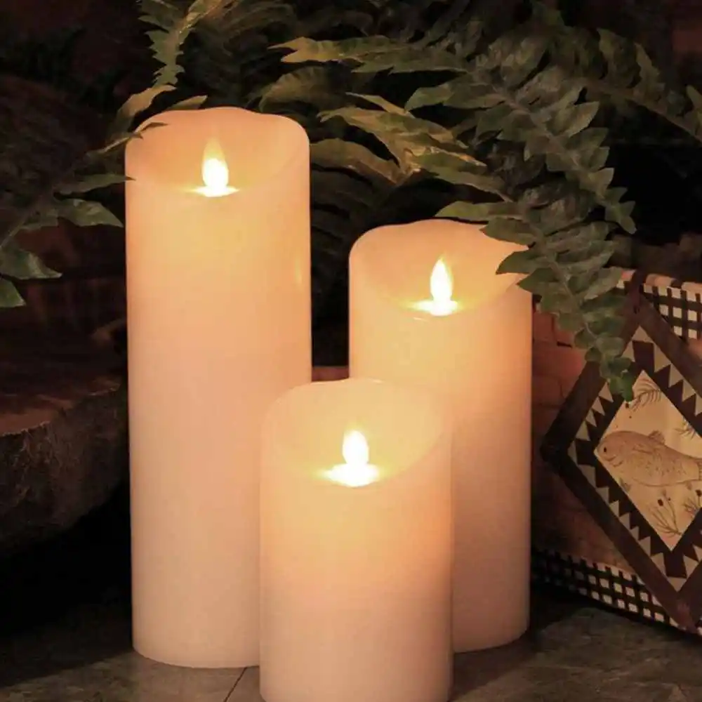 Ksperway Flameless Pillar LED Candles with Moving Flame Timer and