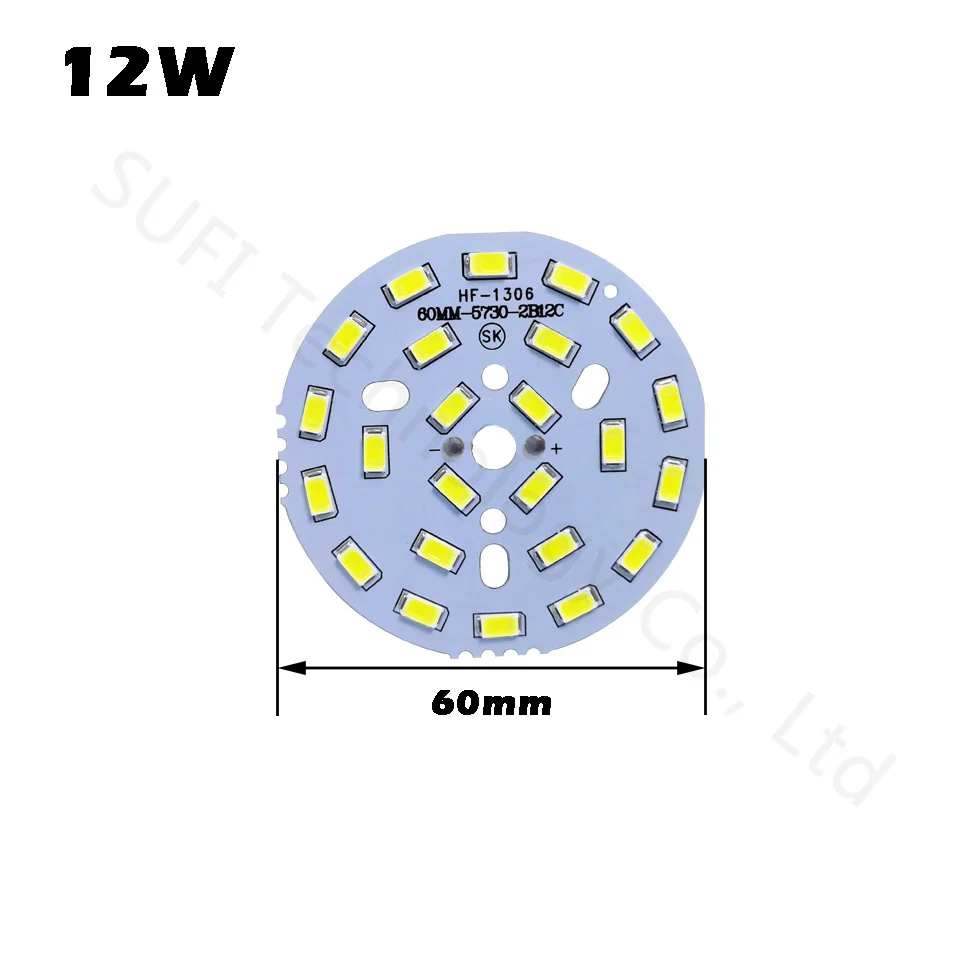 Высокая мощность, 3 Вт, 5 Вт, 7 Вт, 9 Вт, 12 Вт, 15 Вт, SMD5730, яркий светильник, светодиодный светильник, панель для потолка, точечный светильник, светильник-вспышка, PCB, светодиодный - Испускаемый цвет: 12W