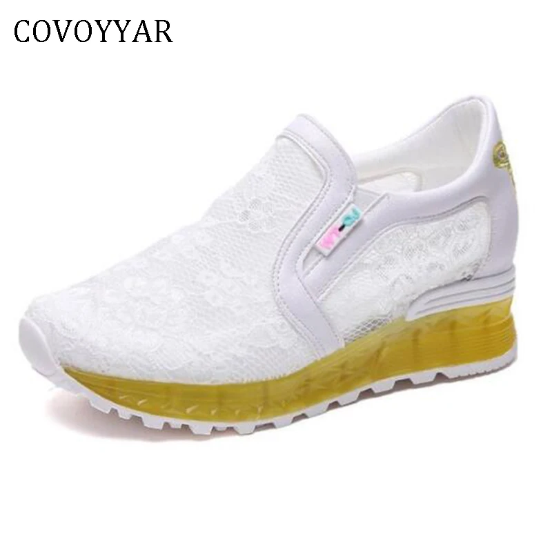 COVOYYAR/2019 г. Белая обувь женская повседневная на платформе слипоны кроссовки