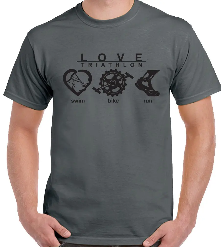 

New T-Shirts Hip-Hop Simple T-Shirt Love Triathlon Men T-Shirt Cycling Running Swimming Sport Bike Kito Neck Tops Tees