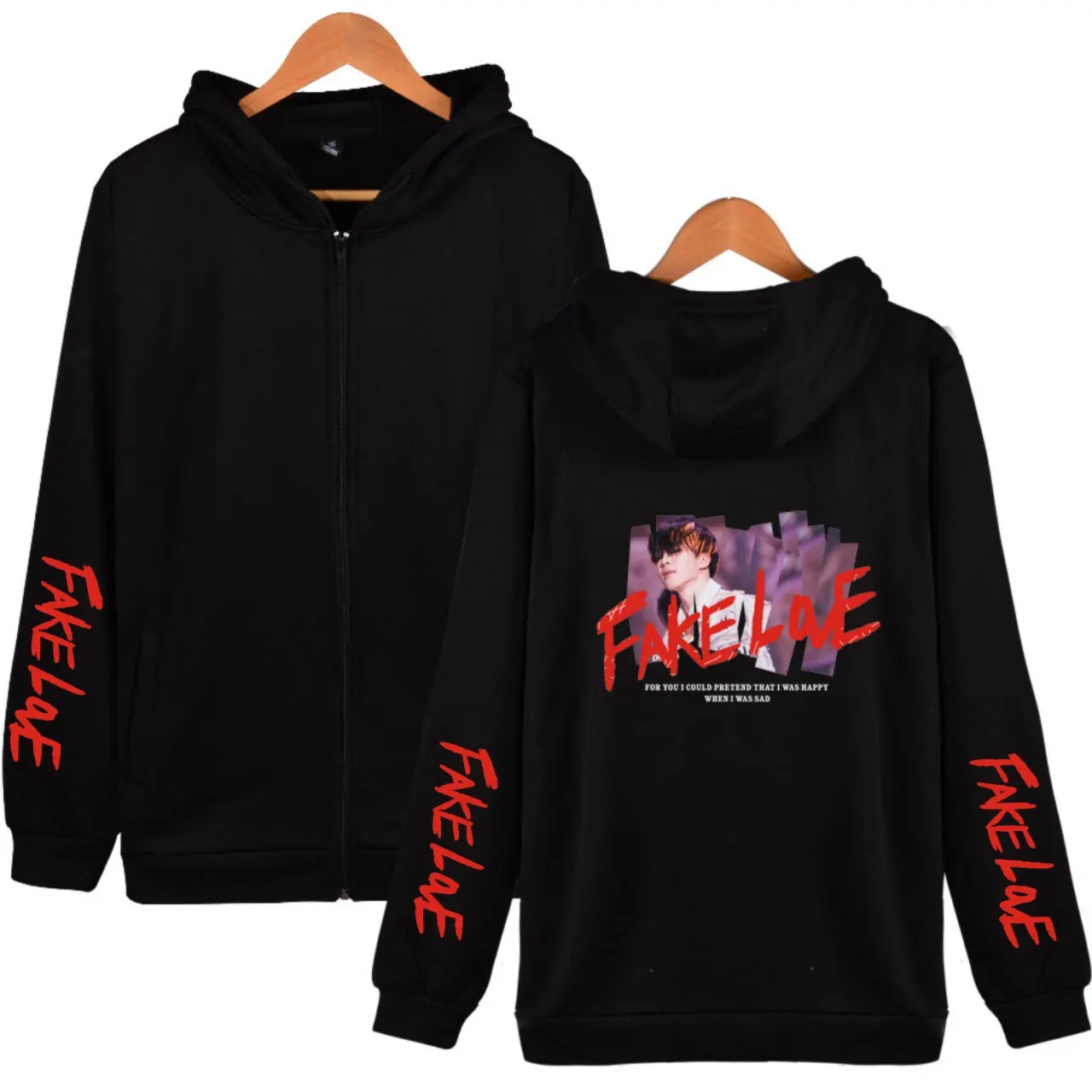 LUCKYFRIDAYF FAKE LOVE толстовка на молнии толстовки для женщин/мужчин с длинным рукавом