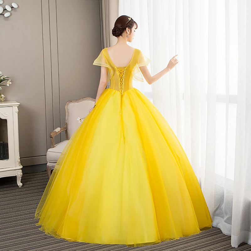 Ruthshen Новое поступление Бальные платья желтое бальное платье с блестками пышное платье для выпускного вечера с короткими рукавами Vestido De Quinceanera