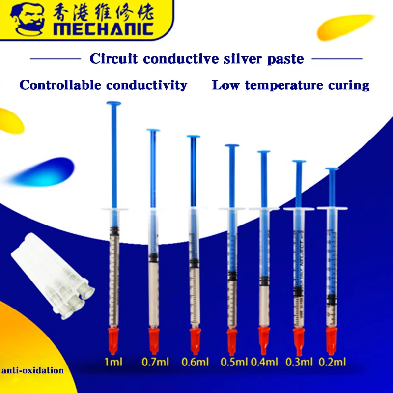

MECHANIC 0.2 /0.3/0.4/1ML Silver Conductive Adhesive Glue Wire Electrically Conduction Paste for PCB Circuit Board Repair Tool