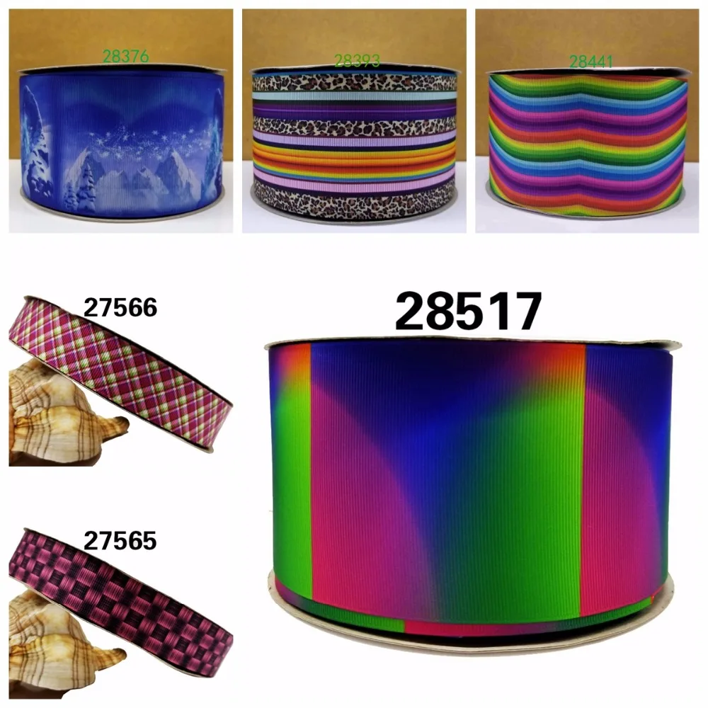 

Free shipping 50 yard per size ombre ribbon printed grosgrain ribbon 28517