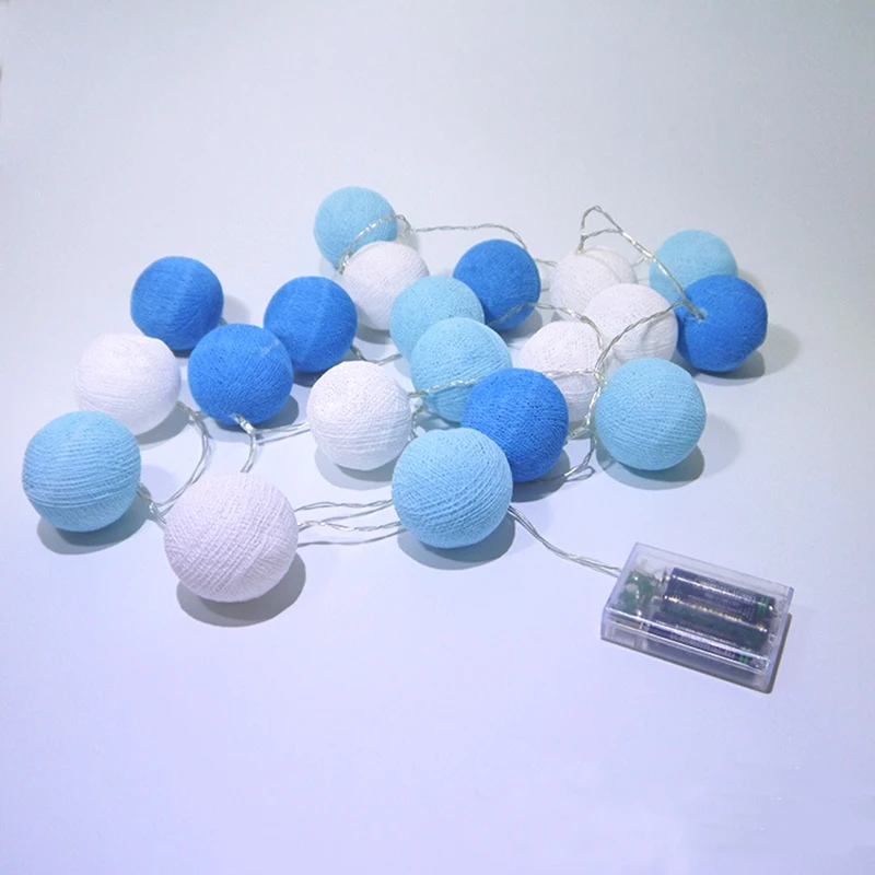 

Quadruple 10pcs Cotton Ball Mixed Color String Lights for Wedding or Party or Christmas Tree Natal Garland Lighting Decoration