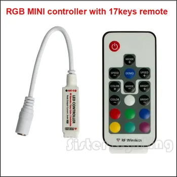 

1pcs DC5-24V 4Ax3Channel MINI RGB controller with 17Keys RF remote for LED 5050 RGB strip Free Shipping