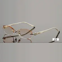 Модные очки B002, алмазная обрезка, без оправы, очки по рецепту, оптические очки, оправа для женщин, очки