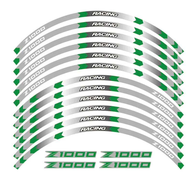 Новая высококачественная 12 шт подходит мотоциклетная наклейка для колес полоса светоотражающий обод для Kawasaki Z1000 - Цвет: 2