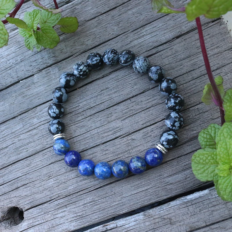 8mm Natural Stone Beads, Lapis,Snowflake Obsidian,Chakra,JapaMala Sets,Spiritual Jewelry,Meditation,Inspirational,108 Mala Beads