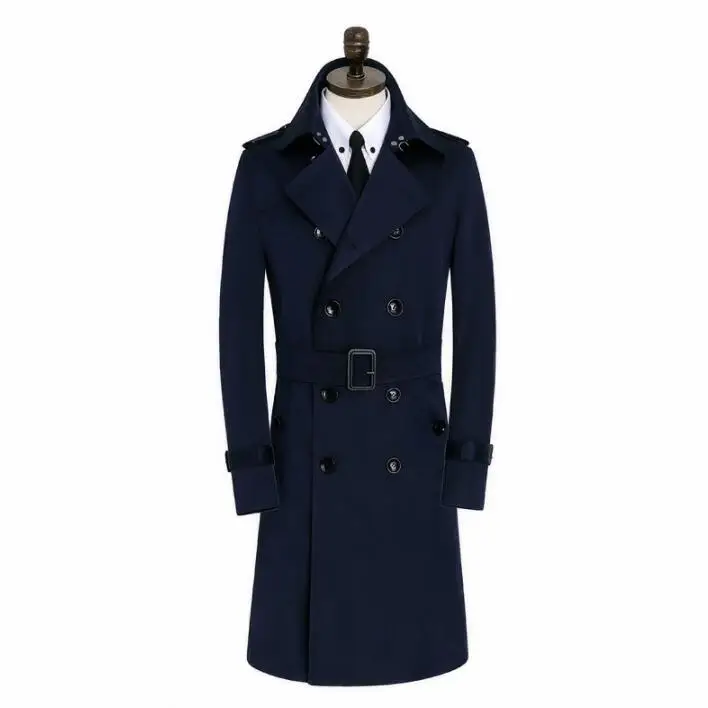 Дизайнерский английский Мужской плащ, мужское длинное пальто, мужская повседневная одежда, приталенное пальто с длинным рукавом размера плюс S-9XL - Цвет: Синий