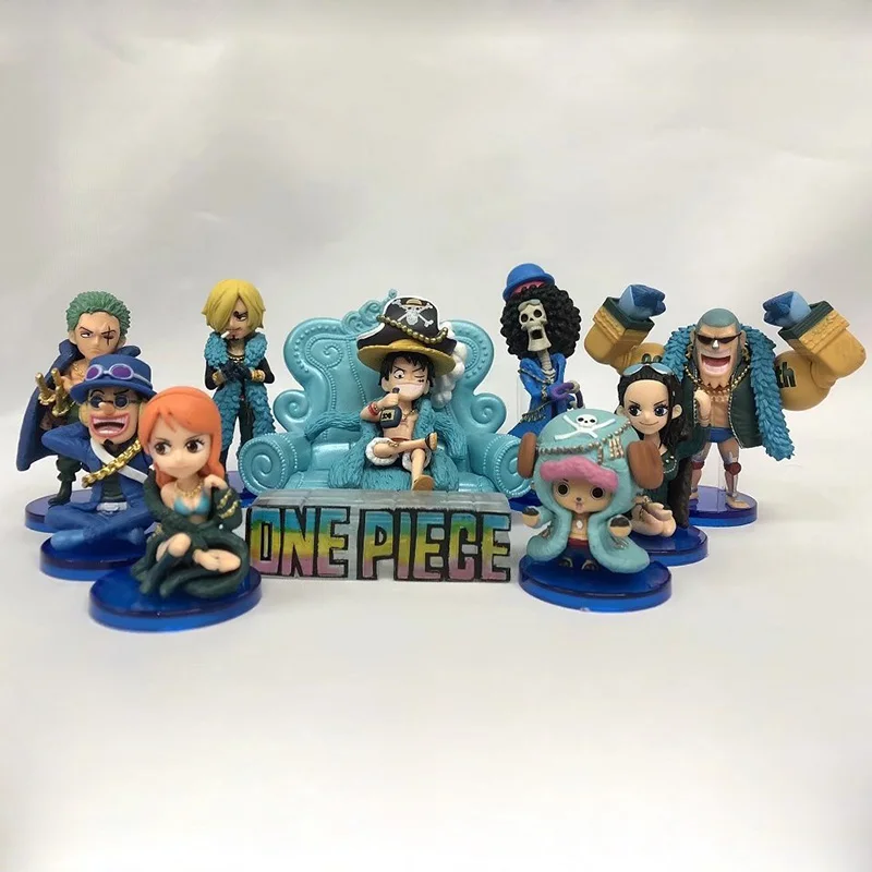 One Piece The Straw Hat Pirates Mini Action Figures 1/12 scale painted figure Blue Clothes Ver