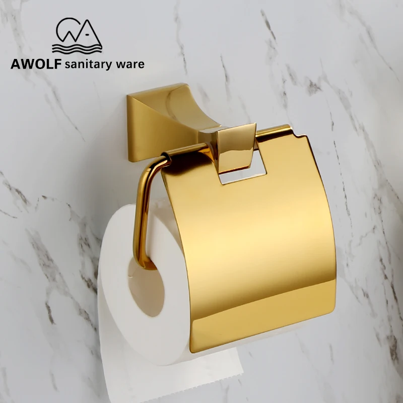 Держатель рулона туалетной бумаги настенный для WC Латунь золотая бумага держатель крючок медный держатель для полотенец современные банные аксессуары AZ5101