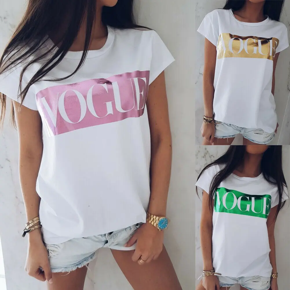 

Hirigin Women Summer Short Sleeve Tops Ladies Letter Print Loose T Shirt Casual Tee Top