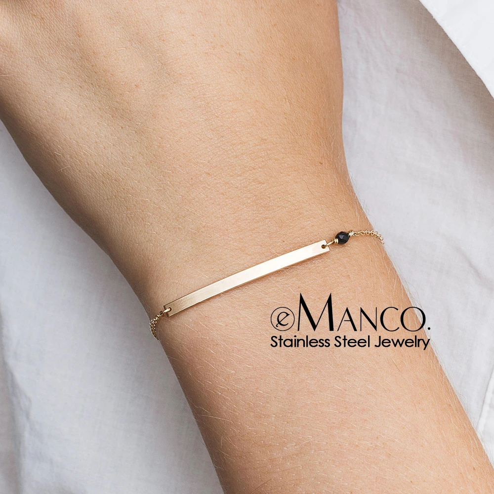 EManco женский браслет из нержавеющей стали с надписью, минималистичные тонкие браслеты для женщин, браслеты для лучших друзей