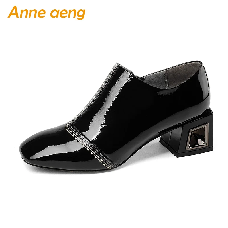 

2018 New Spring/Autumn Genuine Leather Women Pumps High Heels Round Toe Zip Sexy Office Ladies Fashion Women Shoes Black Pumps