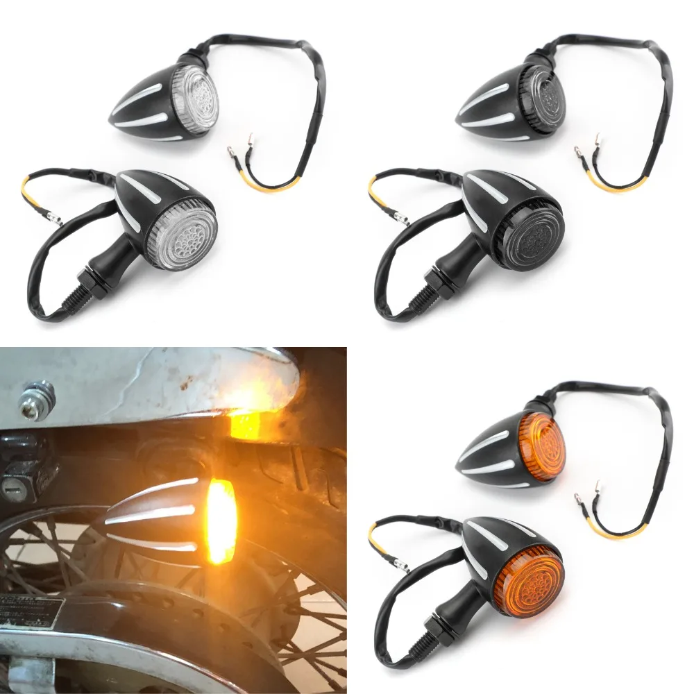 

Areyourshop Motorcycle Universal Black Turn Signal Light Lamp Vintage Motorcycle Bullet Bulb 12V Motorcycle Accessories
