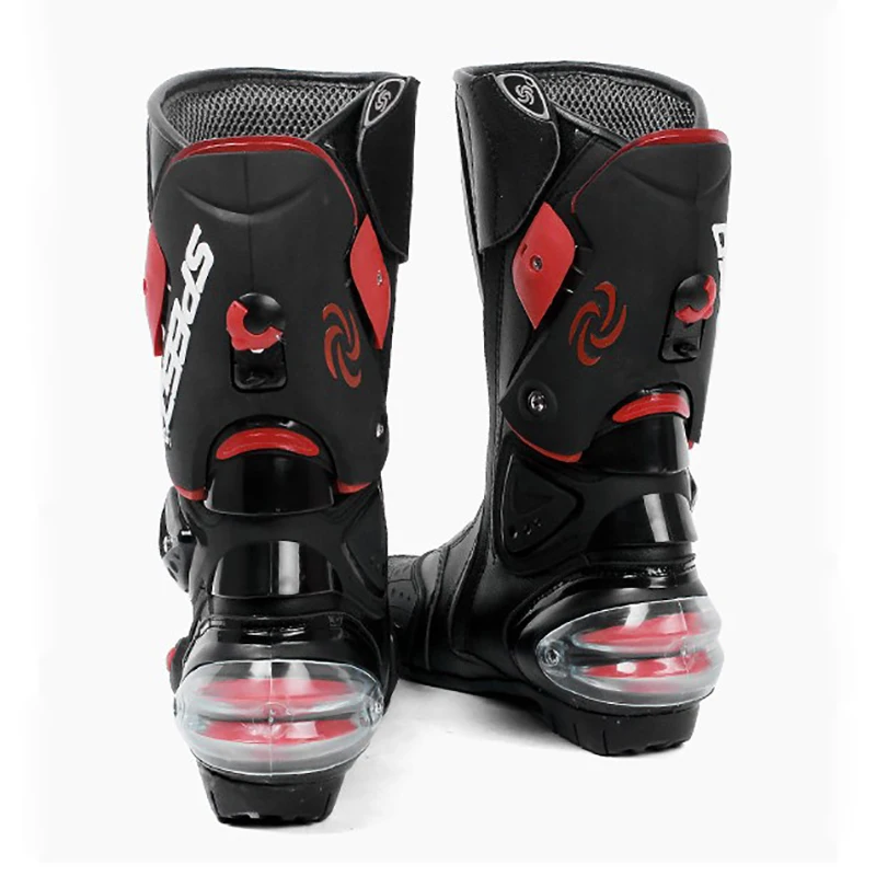 Comprar Botas de microfibra de cuero para motocicleta, botas de velocidad para hombre, botas de moto de cross hasta la rodilla, botas de Motocross a motor