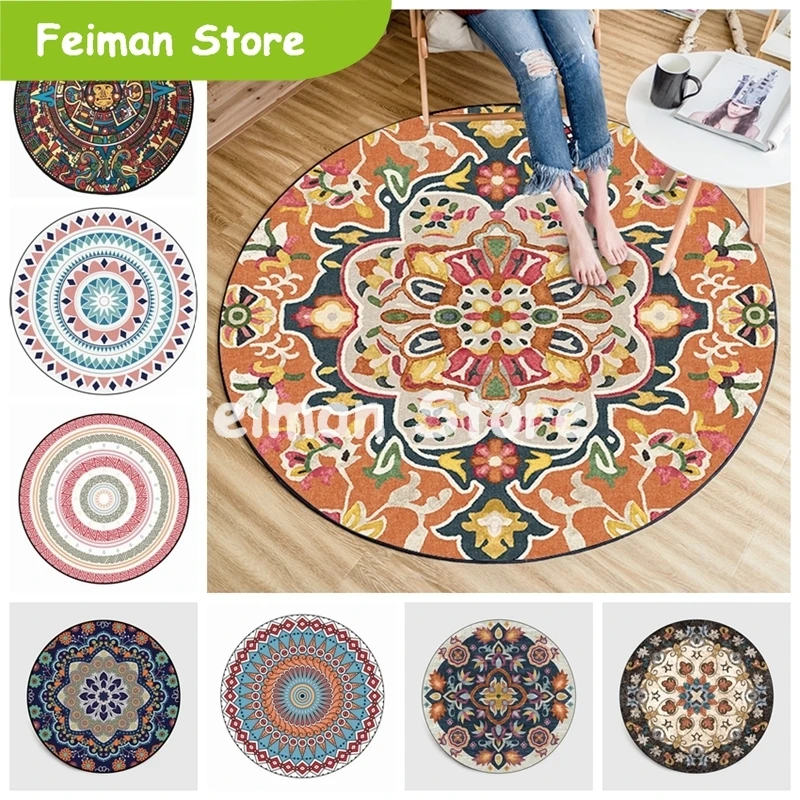 Персидский стиль, круглые ковры для гостиной, спальни, коврики и ковры, Классический Цветочный декор, напольный коврик, кабинет, журнальный столик, коврики