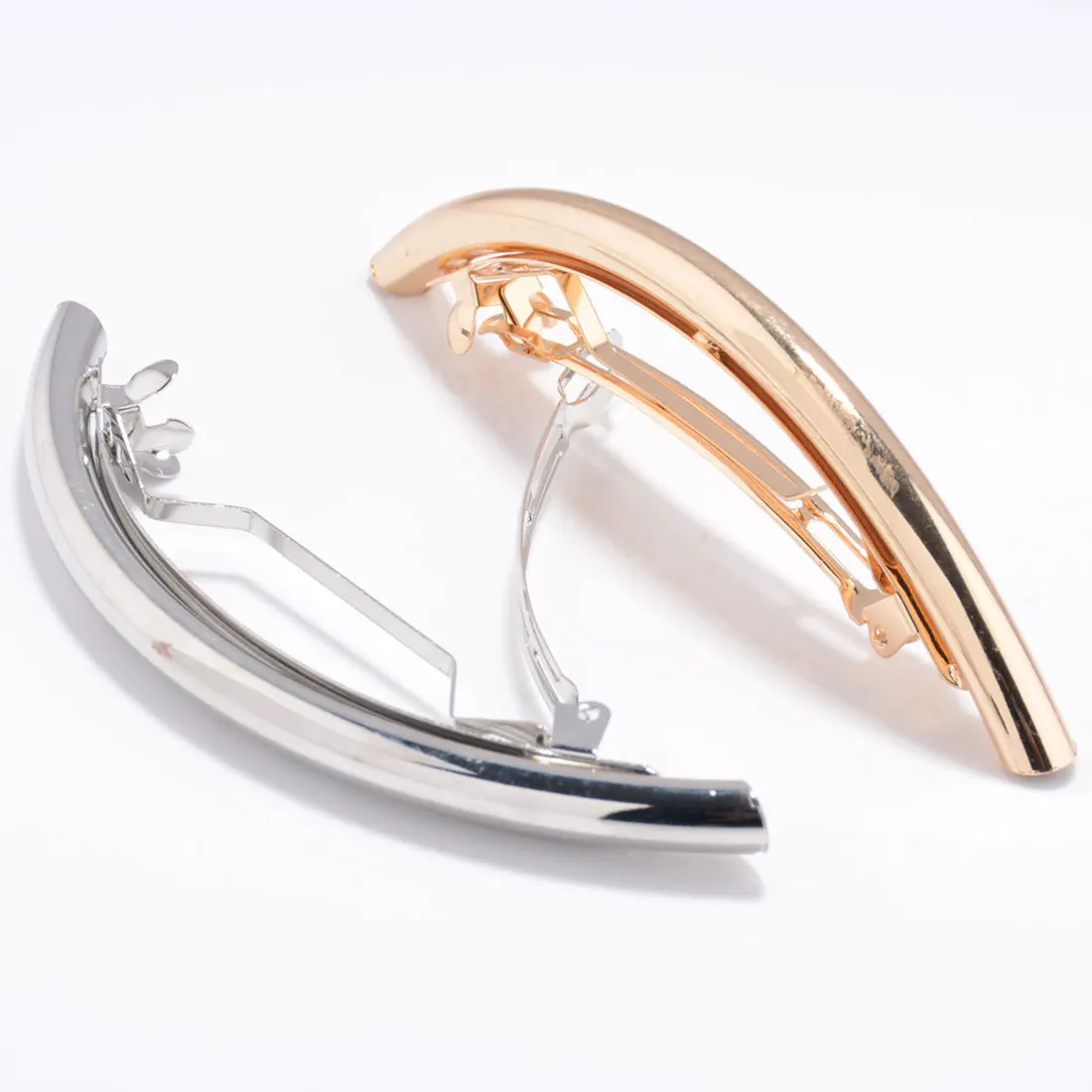 1 pc Hair Clips Gold Metal Women's Fashion Girls Simple Plated Silver
