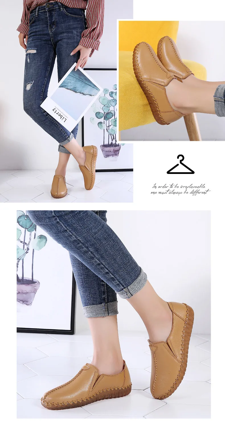 CAGILKZEL 2019 New Woman Shoes Casual Genuine Leather Shoes Women Loafer Slip On Ladies Shoes For Women Moccasins slipony (8)