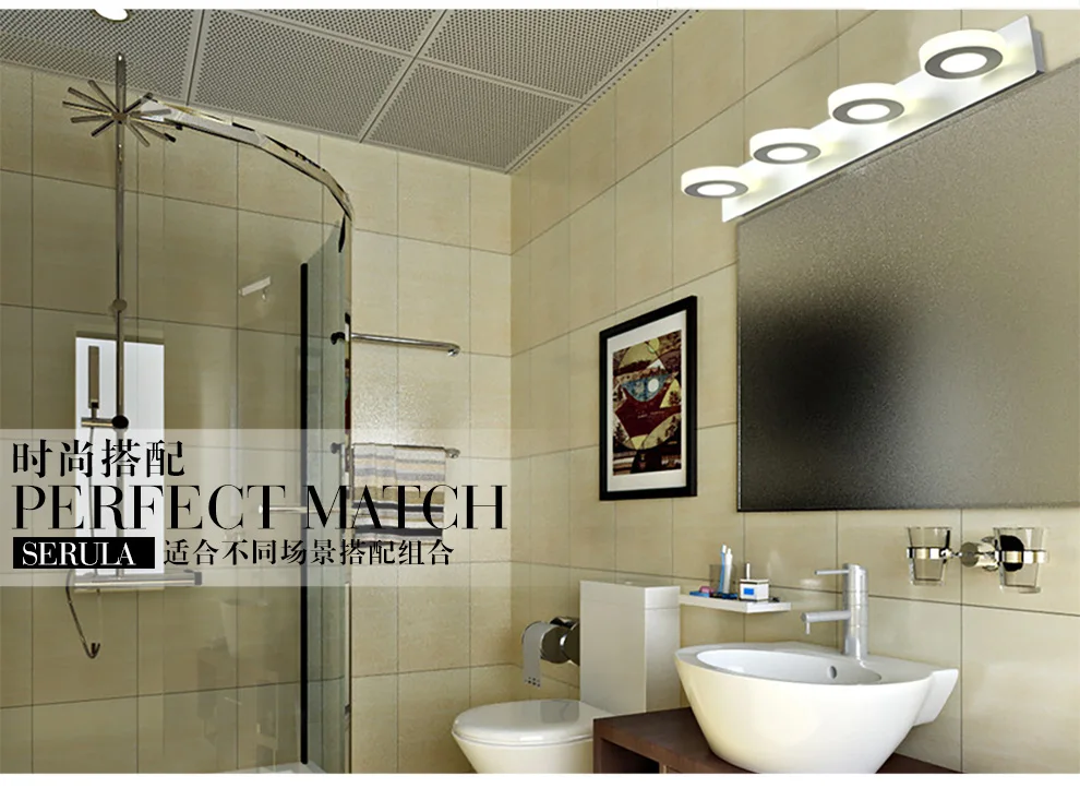 

Round Three module 15W Length 48cm LED mirror lamp Europe Simplicity modern bedside wall bathroom Sconce lighting AC90-260V