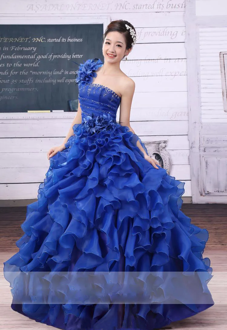 Голубое свадебное платье без бретелек с бисером и рюшами корейские женские художественные платья для экзамена платье Vestidos De Novia - Цвет: as picture