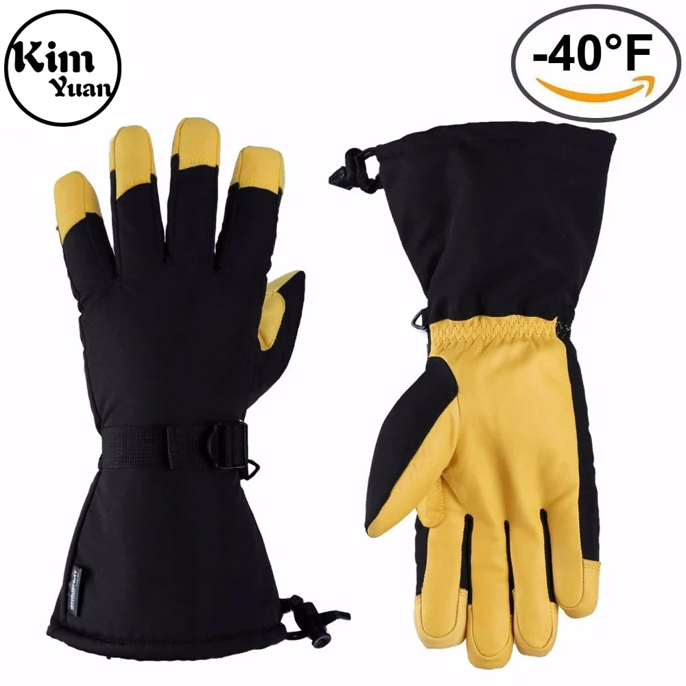 

Ski Gloves Thermal Winter Outdoor Gloves Waterproof and Breathable Deerskin Suede Leather