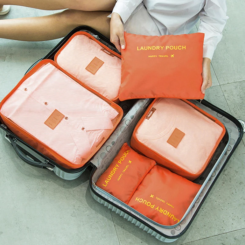 Urijk 6 шт. дорожная сумка для хранения одежды аккуратный Чехол Органайзер для багажа портативный контейнер водонепроницаемый чемодан Органайзер