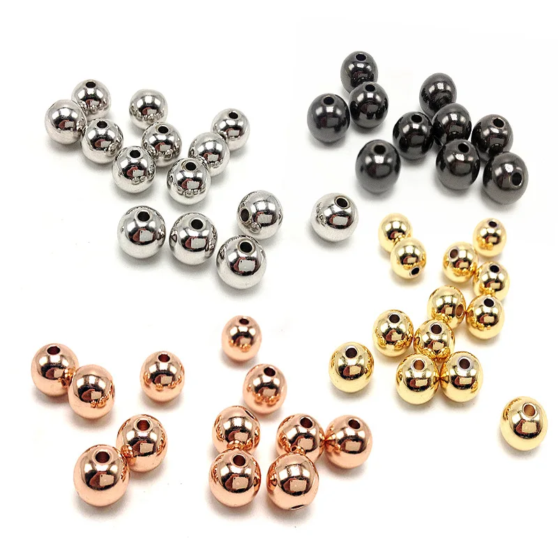

Silver/Gold/Rose Gold/Black Stainless Steel Bead For Jewelry Making 3/4/5/6/8mm Metal Round Beads 1.5mm Hole Wholesale 100pcs