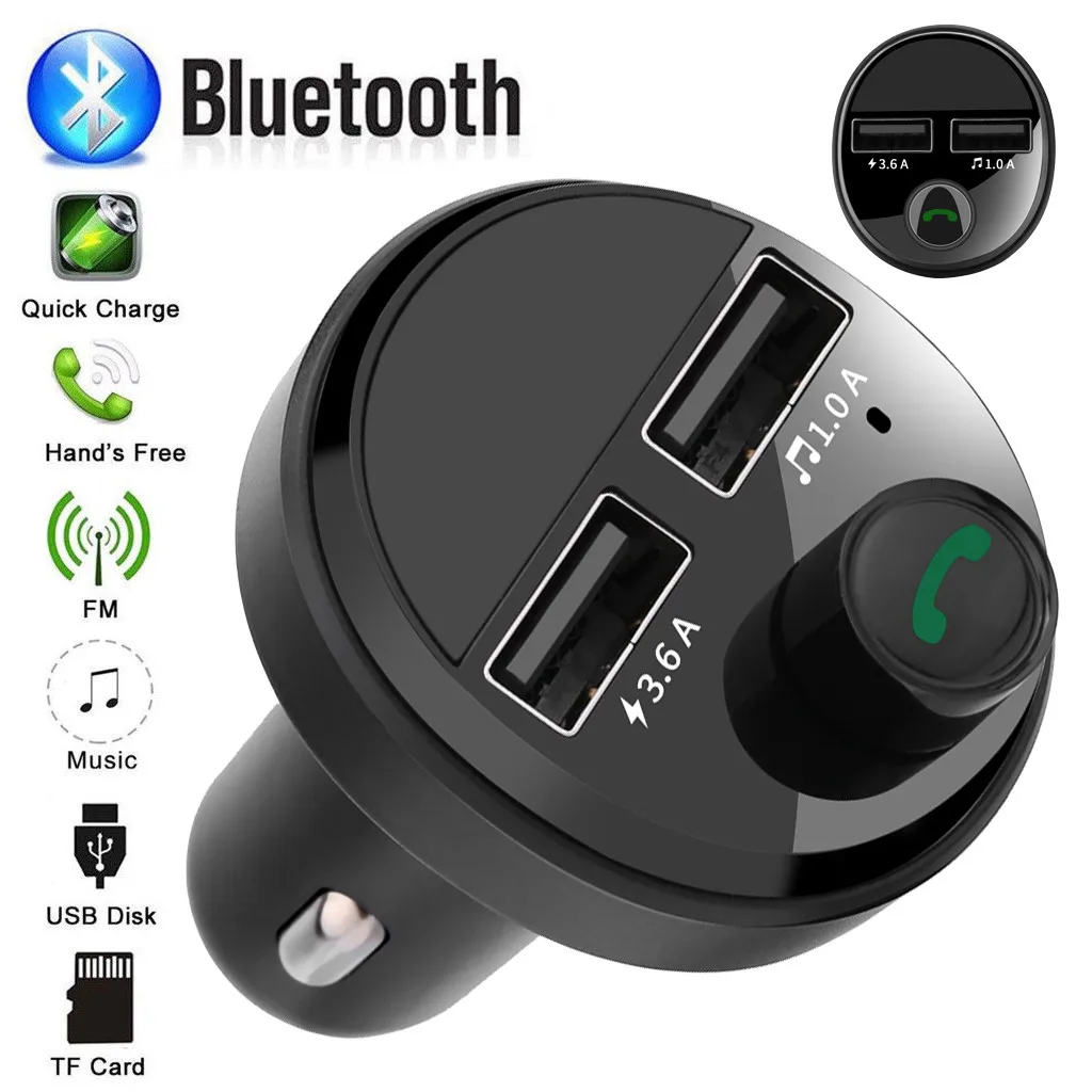 

2019 USPS Car FM Transmitter Aux Modulator Bluetooth Handsfree Car Audio MP3 Player 3.6A Fast Dual USB Mobile Phone