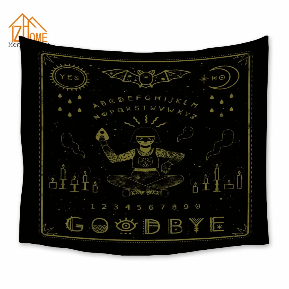 

Memory Home Tapestry Polyester Wall Hanging Ouija Board Pattern Tapestries Black Bedspread Bedding Bed Cover Ethnic Home Decor
