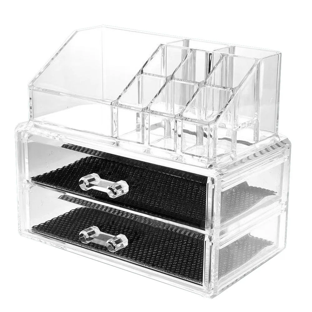 

Clear Acrylic Cosmetic Makeup Organizer 2 Layer Storage Organizer Caja De Almacenamiento Cajitas BL2