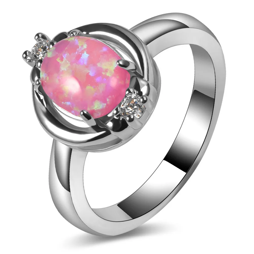 Hot Sale Exquisite Pink Fire Opal 925 Sterling Silver Engagement Wedding Ring Size 5 6 7 8 9 10