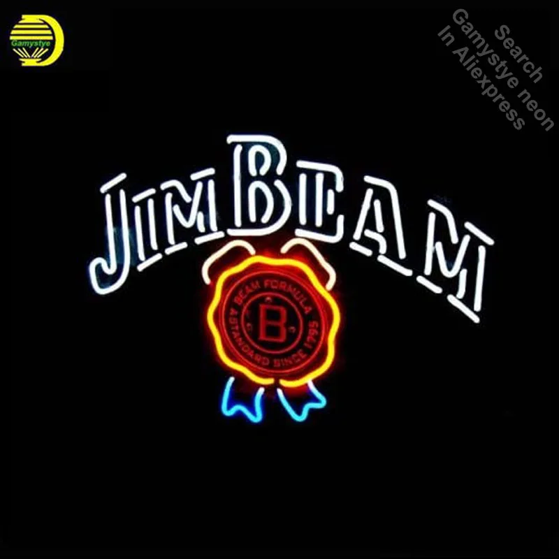 Jim Beam неоновая вывеска неоновая лампа знак print знак неонового света стеклянной трубки пивной ручной работы коммерческих знаковых Знак Неон лампы