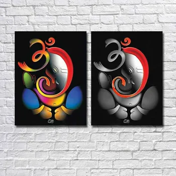 

HOT Handpainted wall art picture for home decor abstract animal elephant oil painting on canvas 2pcs for living room unframe