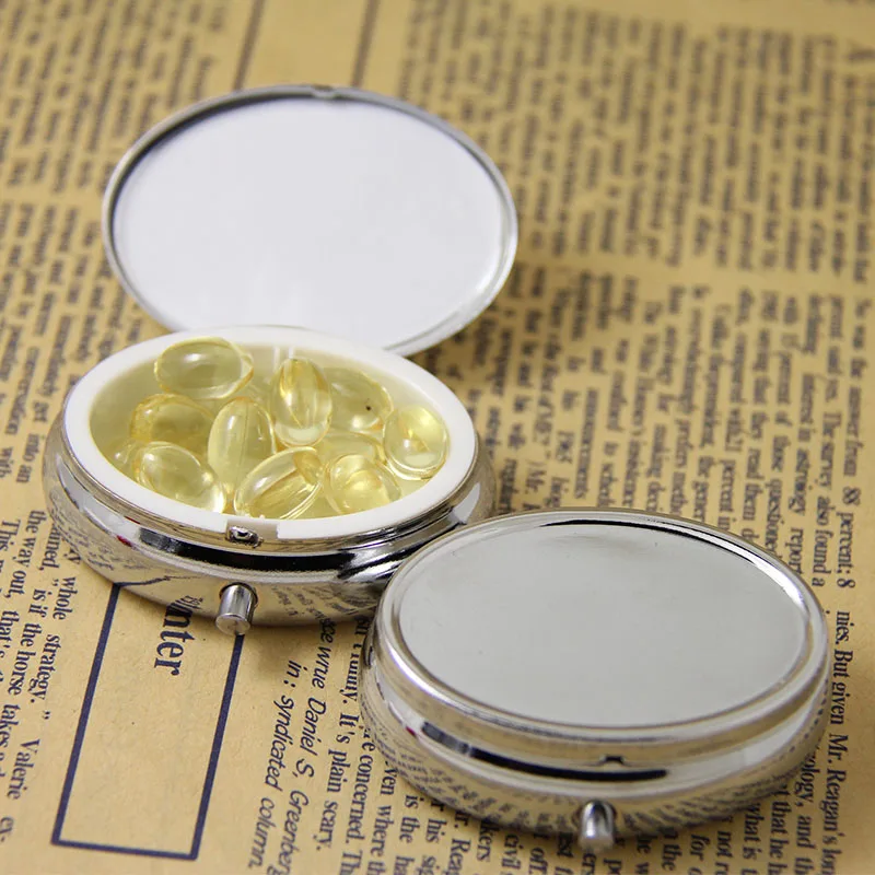 

Wholesale 10PCS OVAL Blank Pill Boxes Metal Organizer Box of Medicine Customized DIY Promotion Gifts - Free Ship