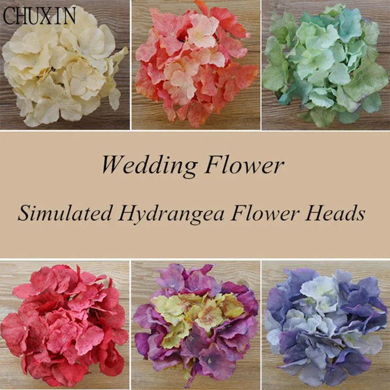 

15PCS/LOT DIY Artificial Hydrangea Flower Heads Silk Single Large Flower Decoration DIY Wedding Home Handmade Retro Window Decor