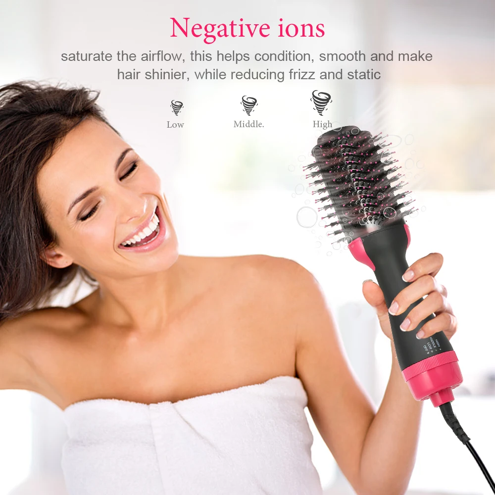 3 in 1 Negative Ions Hair Dryer Curler Straightener Hot Air Hair Brush Roller Comb Hair Curling Iron hair curlers hairbrush