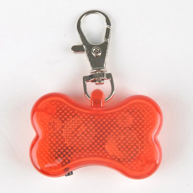 Pet Dog Blinking Pendant Collar Buckle Bone Shaped LED Flashing Night